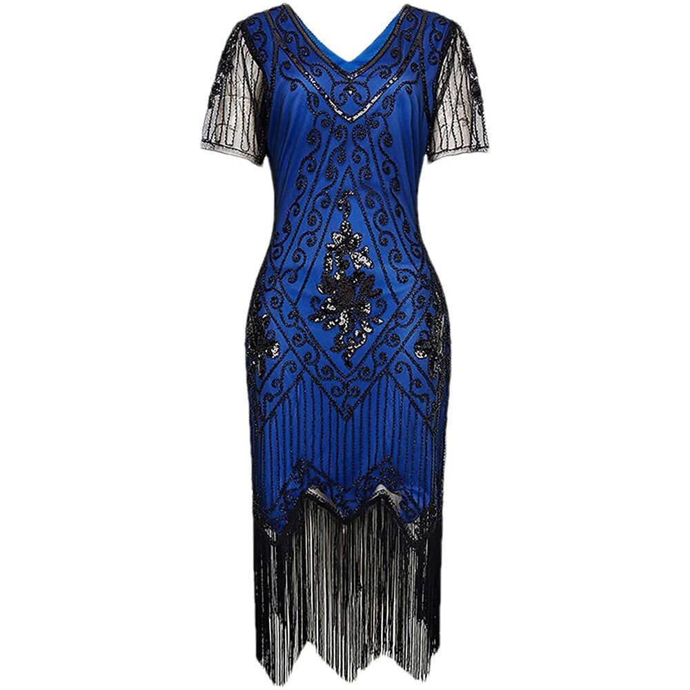 Art Deco Beaded Flapper Dress with Accessories Set
