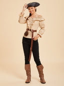 Women's Beige Off-Shoulder Ruffle Pirate Costume Set