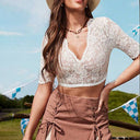 Oktoberfest Women's White Lace Bavarian Dirndl Blouse - Retrorobe