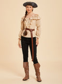 Women's Beige Off-Shoulder Ruffle Pirate Costume Set