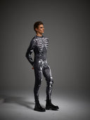 Leotard da uomo gotico con scheletro e ragnatele