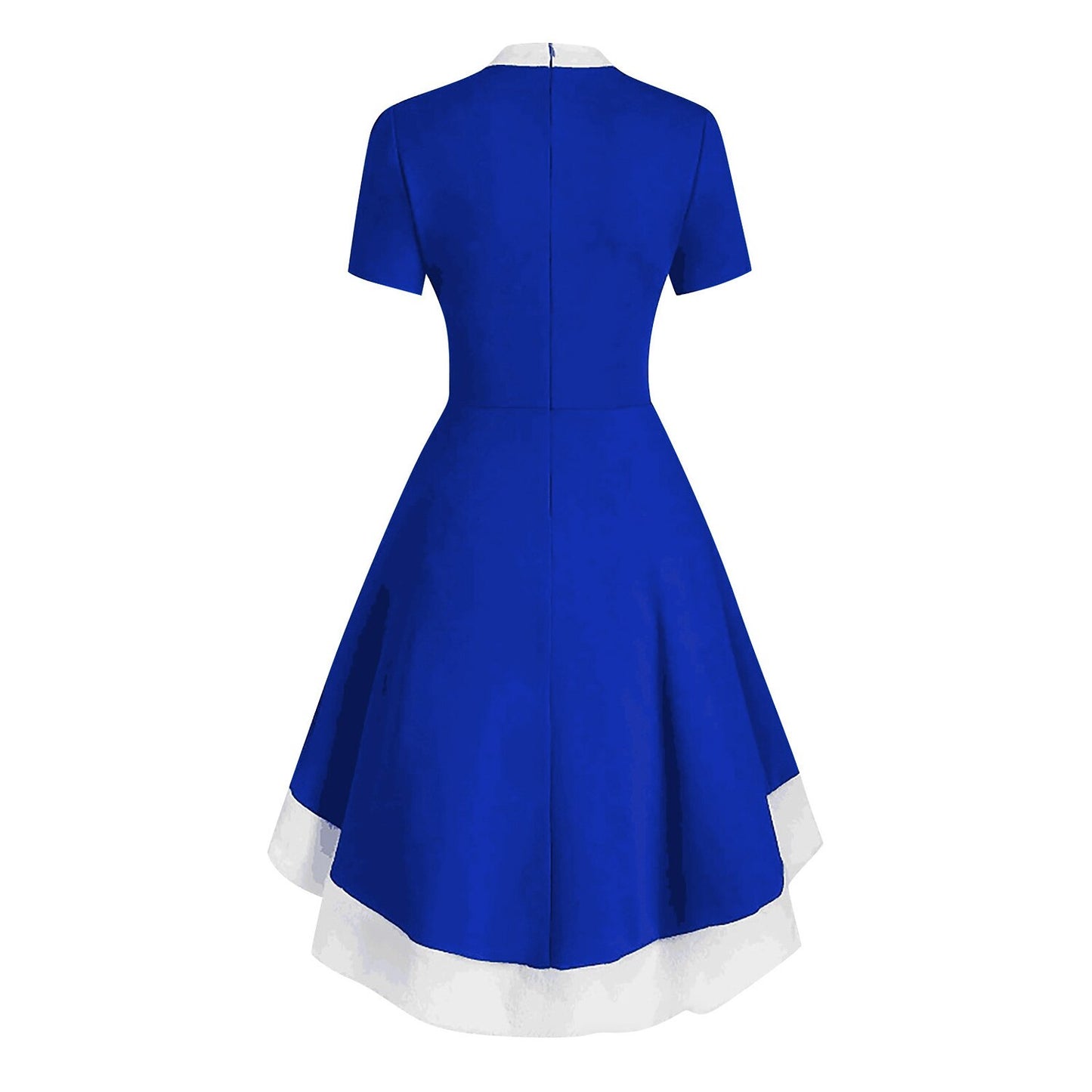 Bow Neck Asymmetrical Hem Xmas Dress