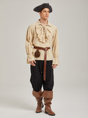 Men's Beige Ruffled Pirate Costume Set