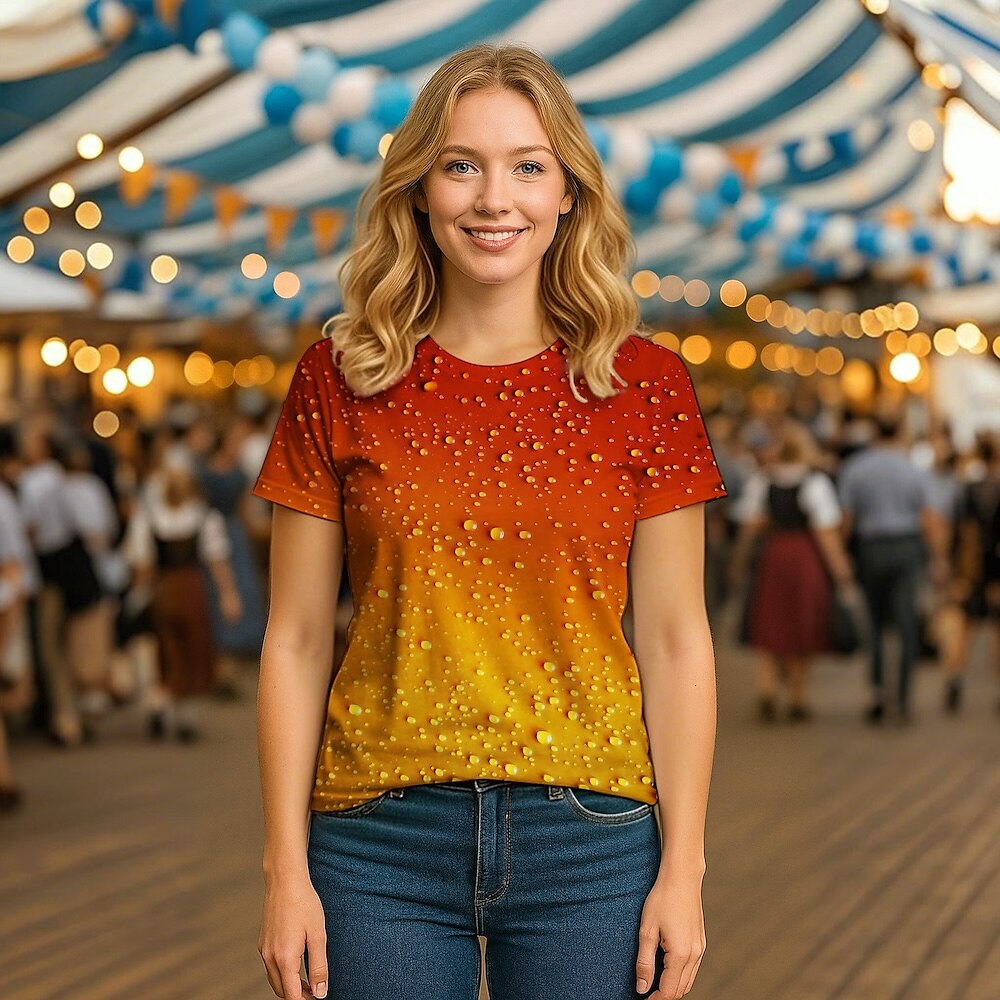 Women's Oktoberfest Beer Foam Graphic  T-shirt