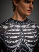 Leotard da uomo gotico con scheletro e ragnatele