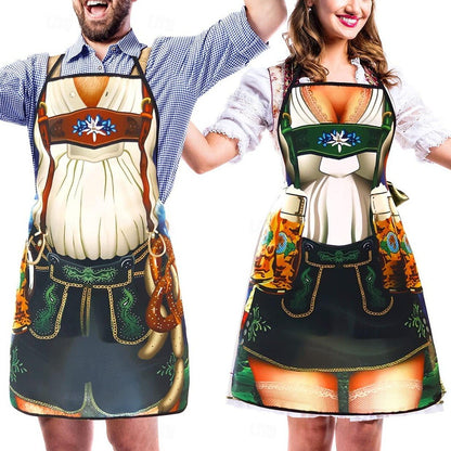 Tablier imprimé Couples Oktoberfest Lederhosen &amp; Dirndl