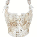 Victorian Style Jacquard Lace-up U-Back Corset - Retrorobe