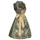 Oktoberfest Green Embroidered Dirndl Dress with Apron - Retrorobe