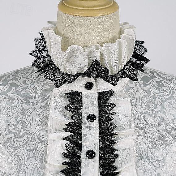 Rococo Victorian Style Goth Design Lace Ruffle  Blouse