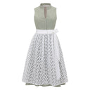Women’s Oktoberfest Sage Green Midi Dirndl Dress with Floral Apron