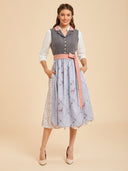 Oktoberfest Grey Dirndl Dress with Deer Print Apron
