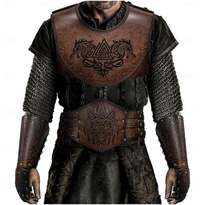 Men's Medieval Viking Armor Set: Vest, Arm Guards & Waist Belt