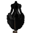 Gotisches Halloween-Kleid aus Spitze mit High-Low-Schnitt und Schwalbenschwanz für Damen