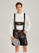 Men's Oktoberfest Lederhosen Costume with White Shirt, Hat & Knee Socks Set