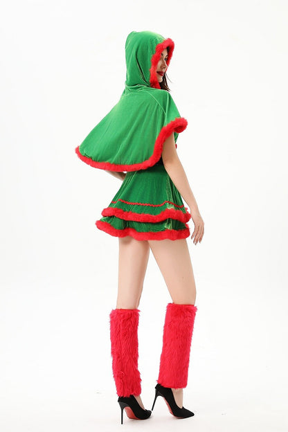Women's Santa's Helper Dress with Cape
