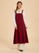 Women's Medieval Viking Apron Dress Set with Laced Back
