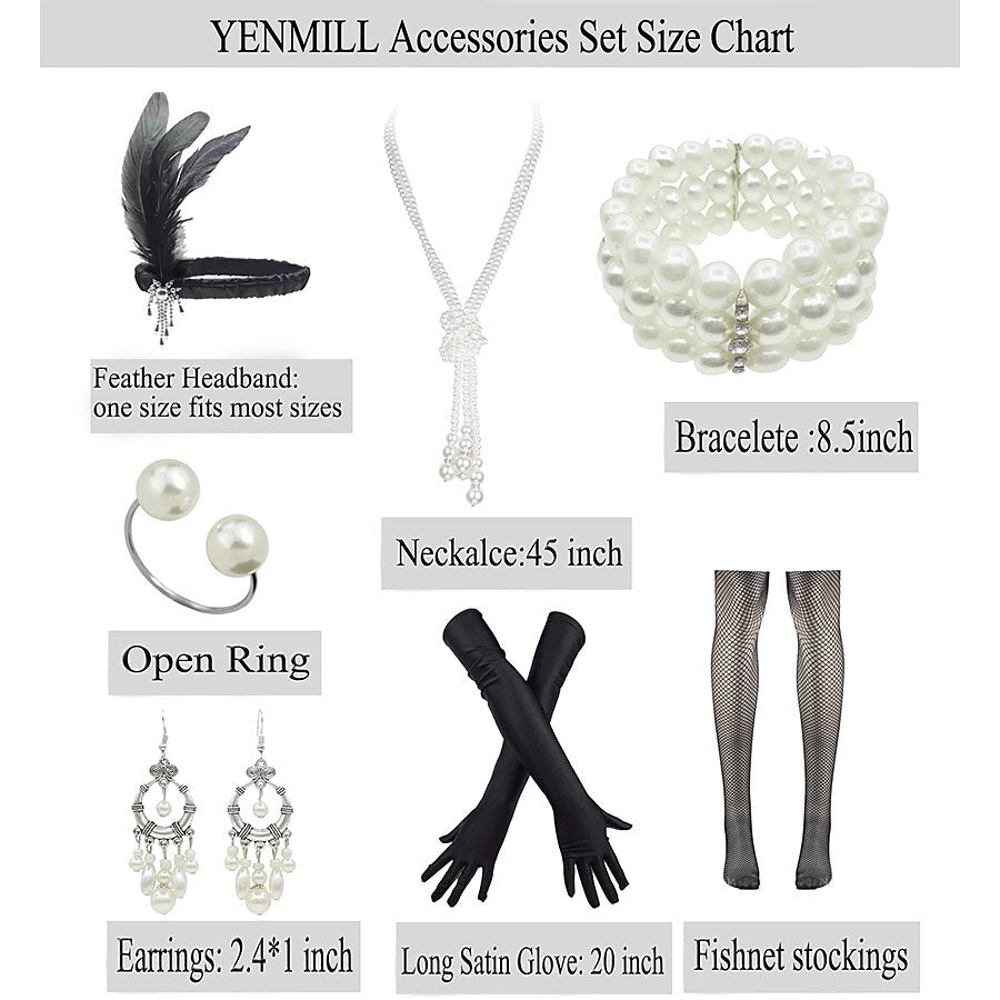 Sequin Fringe Charleston Dress with Accessories Set