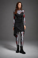 Women's Gothic Skeleton Bodysuit 3-Piece Halloween Costume Set