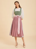 Sage Green & Dusty Rose Dirndl Dress with Paisley Skirt
