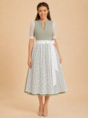 Women’s Oktoberfest Sage Green Midi Dirndl Dress with Floral Apron