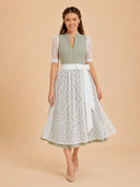 Women’s Oktoberfest Sage Green Midi Dirndl Dress with Floral Apron