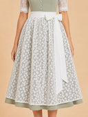 Women’s Oktoberfest Sage Green Midi Dirndl Dress with Floral Apron
