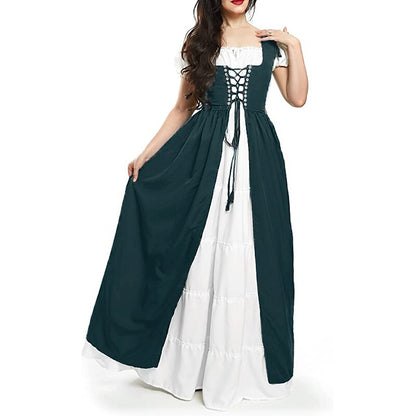 Irish Medieval Retro Royal Court Princess Style Short Sleeve Dress