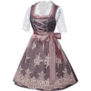 Oktoberfest Purple Embroidered Dirndl Dress with Lace Apron and Blouse - Retrorobe