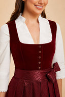 Premium Burgundy Jacquard Oktoberfest Dirndl & White Lace Blouse Set