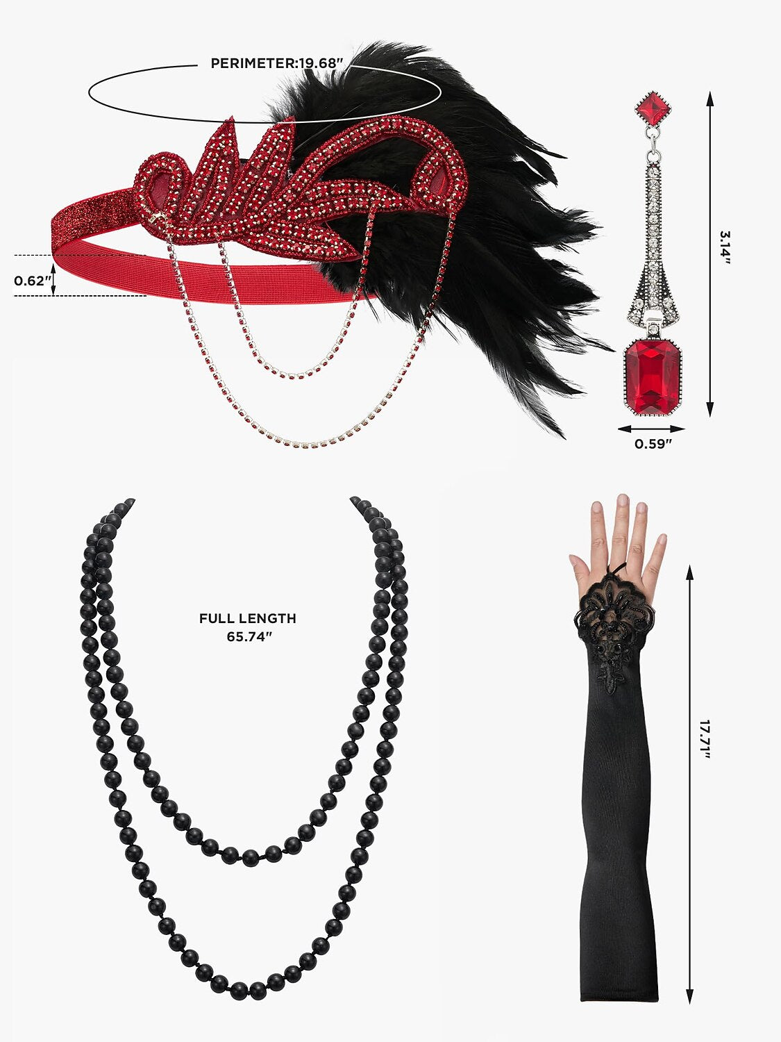 4Pcs 1920s Gatsby Accessory Set