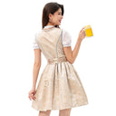 Oktoberfest Khaki Dirndl Dress with Lace Apron and Blouse - Retrorobe