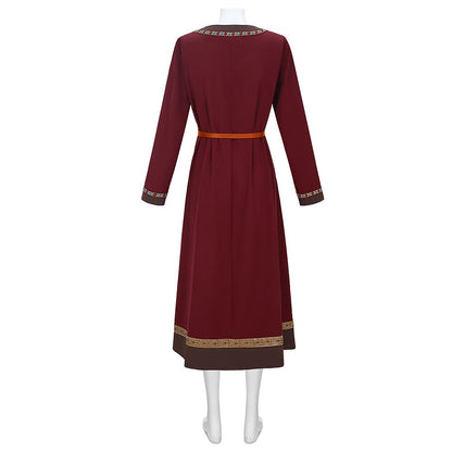 Medieval Viking Style Midi Dress with Belt