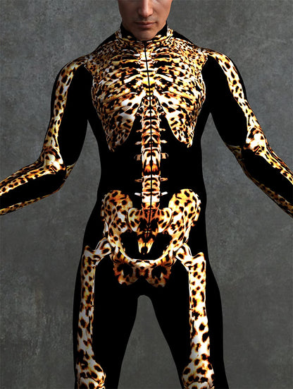 Men's Leopard Print Skeleton Bodysuits