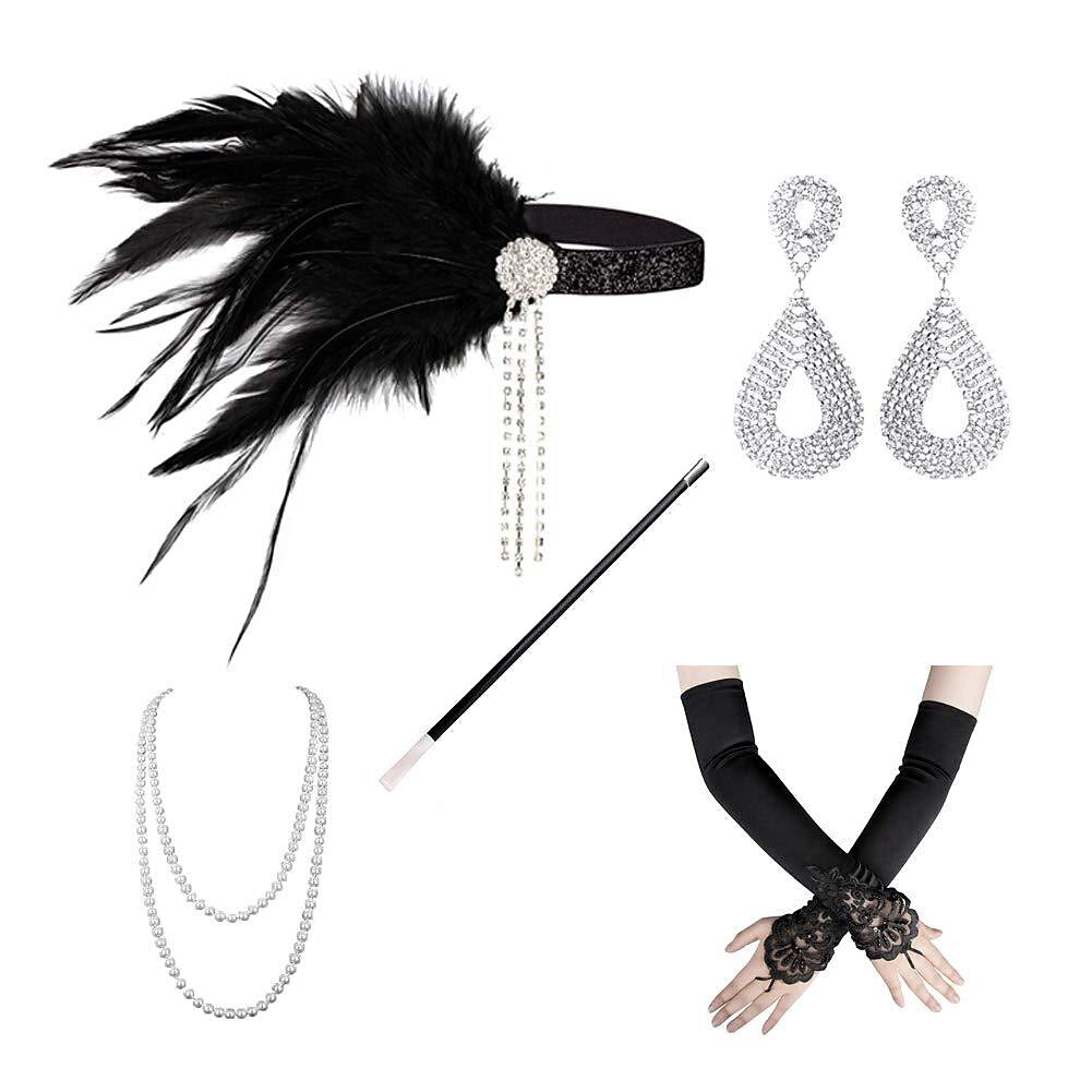 5Pcs 1920s Peacock Art Deco Accessories Set