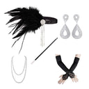 5-teiliges 1920er Jahre Flapper-Accessoire-Set, Schwarz