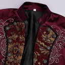 Ensemble de costume victorien pour homme 5 pièces bordeaux à bordures florales