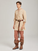 Men's Beige Lace-Up Medieval Tunic Costume Set