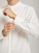 Men's White Trachten Stand Collar Shirt for Oktoberfest