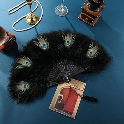 1920s Black Peacock Fan