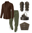 Pirat & Wikinger Stil Outfit Set: Hemd, Hose, Taillengürtel  