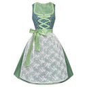 Oktoberfest Green Embroidered Dirndl Dress with Lace Apron - Retrorobe