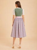 Premium Sage Green & Dusty Rose Oktoberfest Dirndl and White Lace Blouse Set
