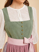Sage Green & Dusty Rose Dirndl Dress with Paisley Skirt
