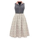 Oktoberfest Grey Dirndl Dress with Deer Print Apron