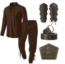 Pirat & Wikinger Stil Outfit Set: Hemd, Hose, Taillengürtel  
