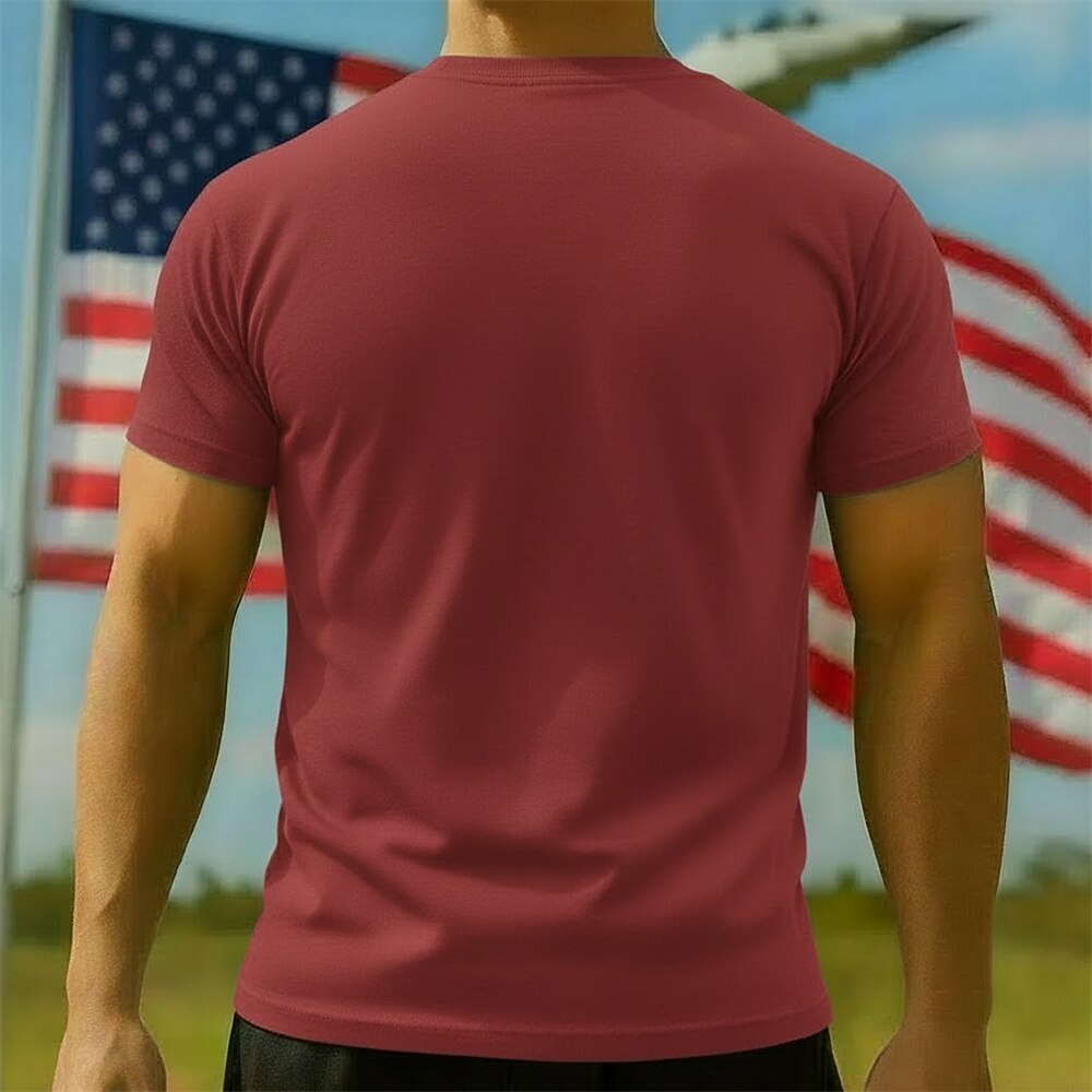 Men's American 250th Eagle American Flag Freedom Patriotic Printed T-shirt