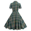 Kariertes Midikleid mit Reverskragen und Charms