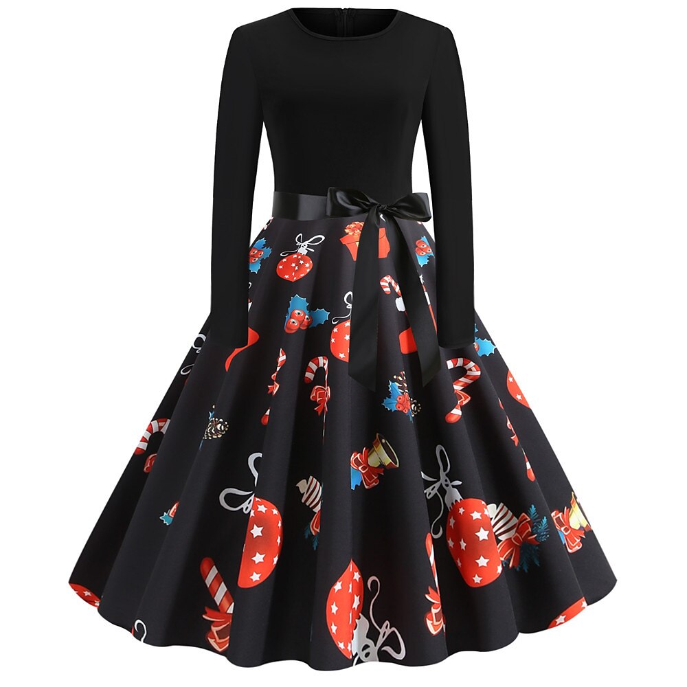 Christmas Print Fit & Flare A-Line Dress