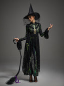 Leotard svasato da donna di Halloween con scheletro verde neon