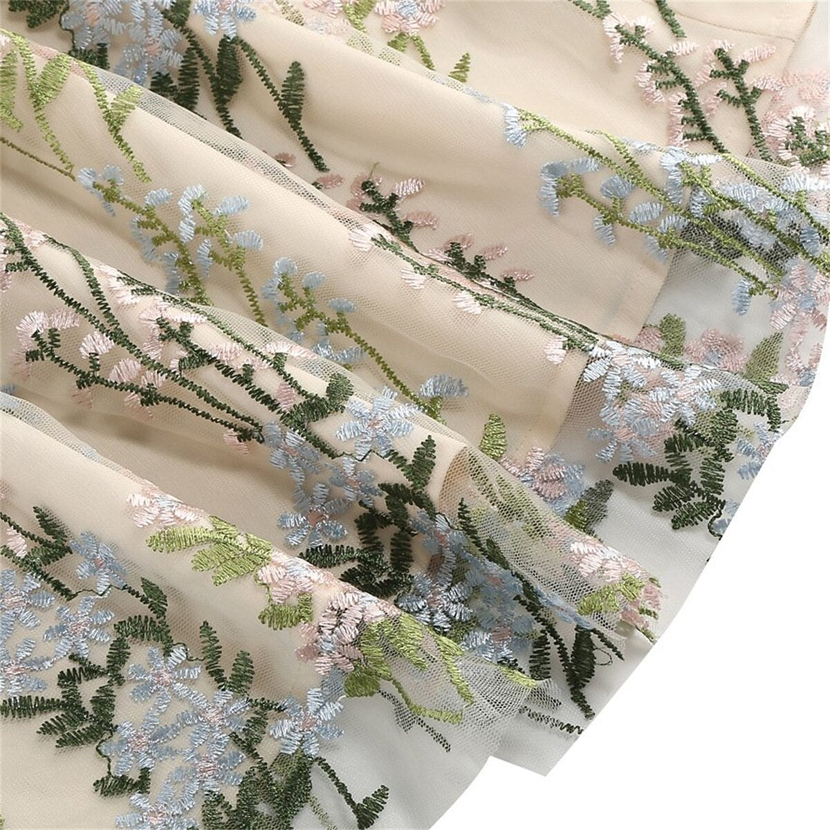 Floral Embroidered V-Neck Midi Dress